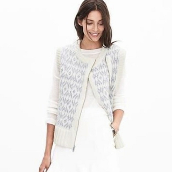 🆕 Banana Republic Italian Fair Isle Vest with Front Zipper Closure. Size Small - Picture 10 of 10
